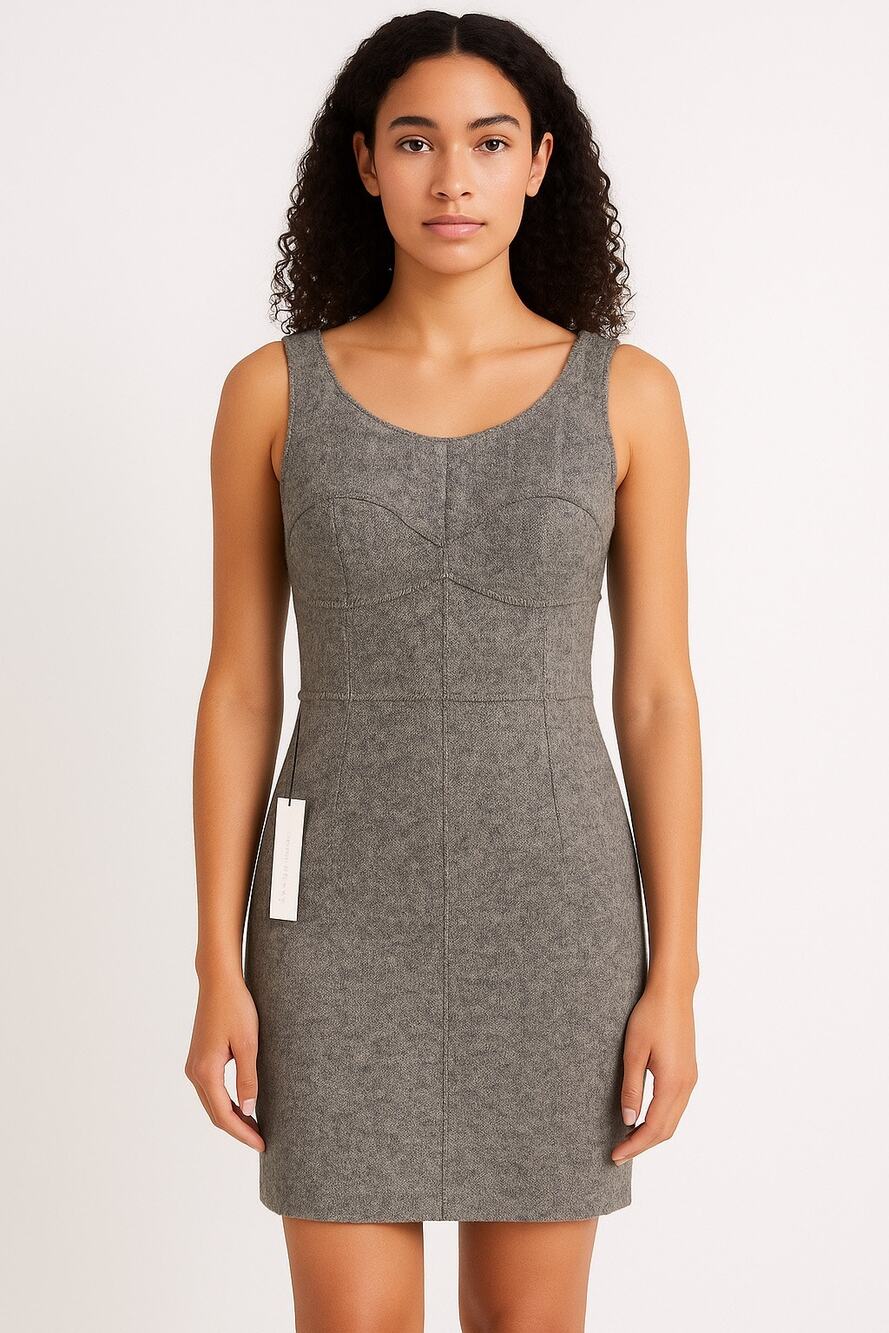 2000s Susana Monaco Lambswool Gray Sheath Dress Fall Hoilday Sz 2